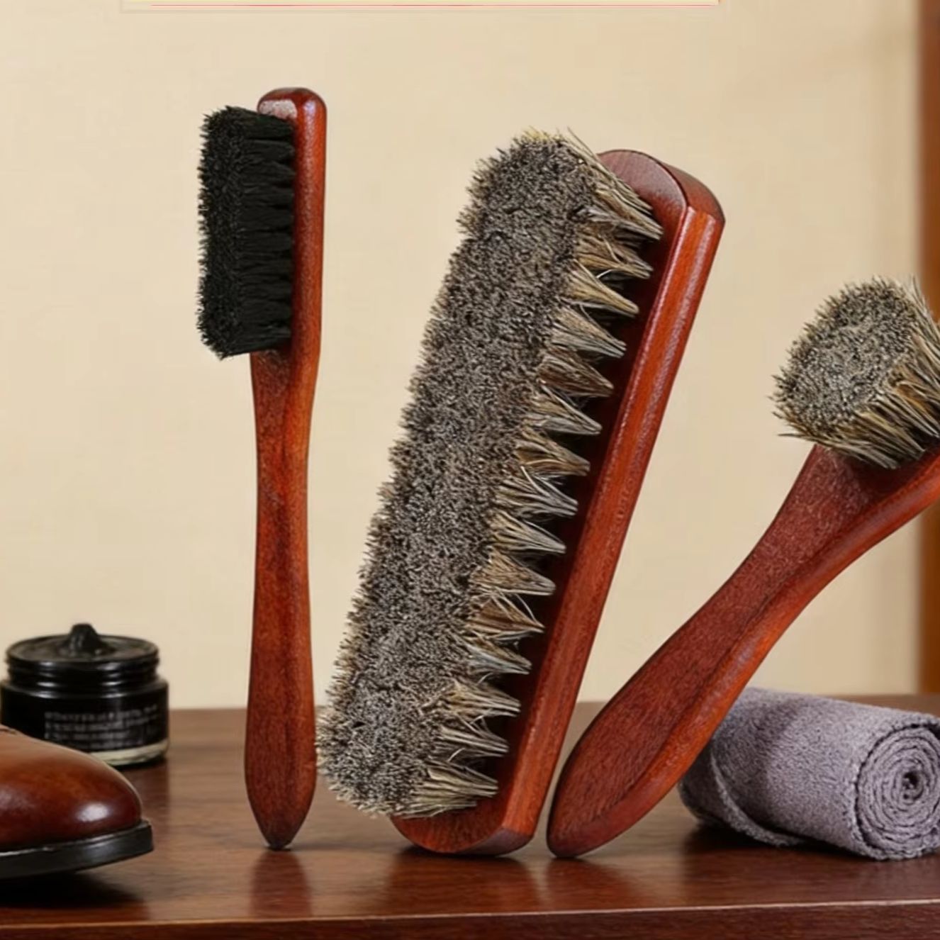 Brushing Boot Horse - Zestaw 3 szczotek z końskiego włosia