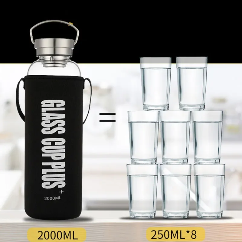 2L szklana butelka na wodę z p – Outdoor Sport Glass Water Bottle recenzja i cena